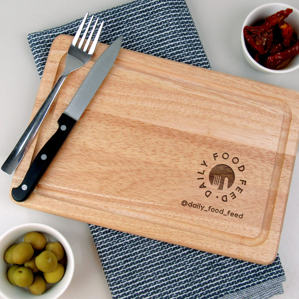 Your Instagram Handle & Logo Engraved Wood Chopping Board