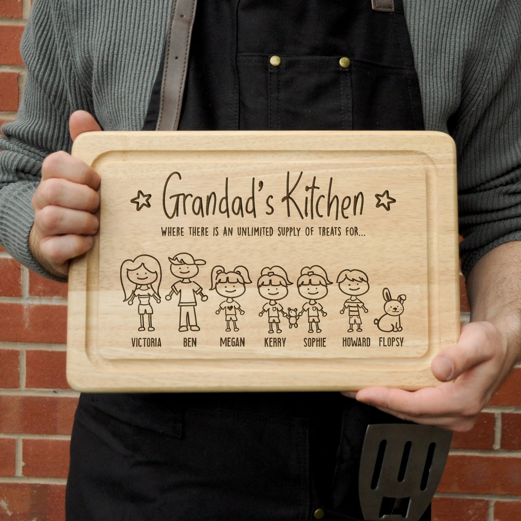 Personalised 'Grandad's Kitchen' Wooden Rectangle Chopping Board - Where There Is An Unlimited Supply Of Treats
