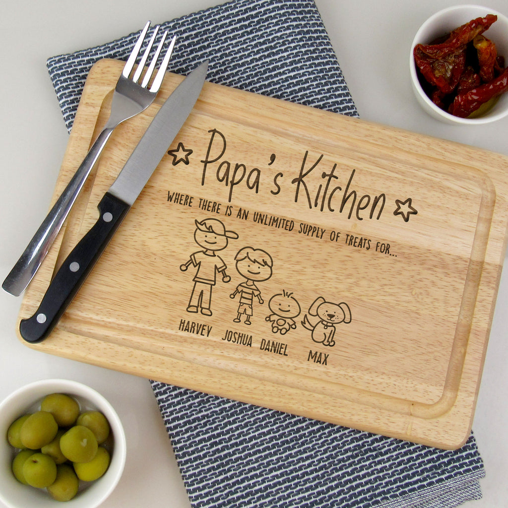 Personalised 'Grandad's Kitchen' Wooden Rectangle Chopping Board - Where There Is An Unlimited Supply Of Treats
