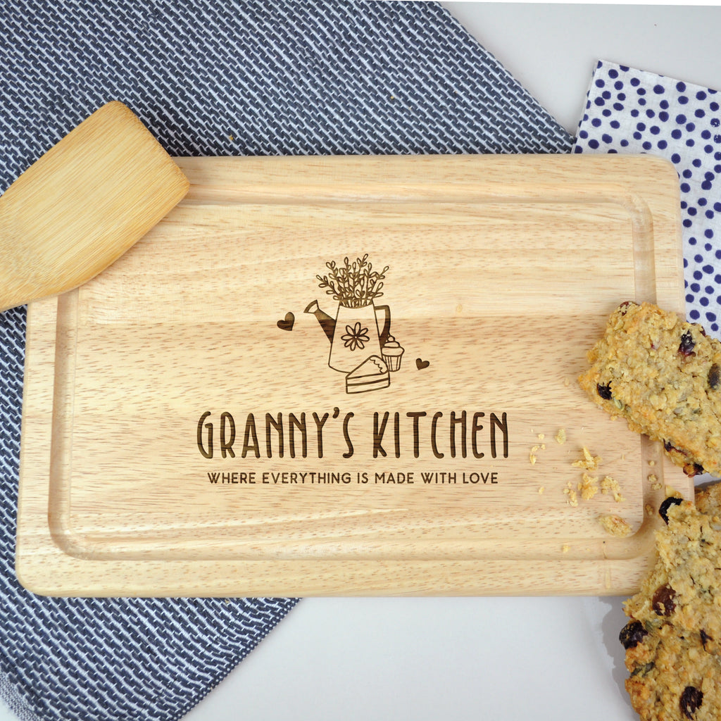 Personalised 'Grandma's Kitchen' Wooden Rectangle Chopping Board