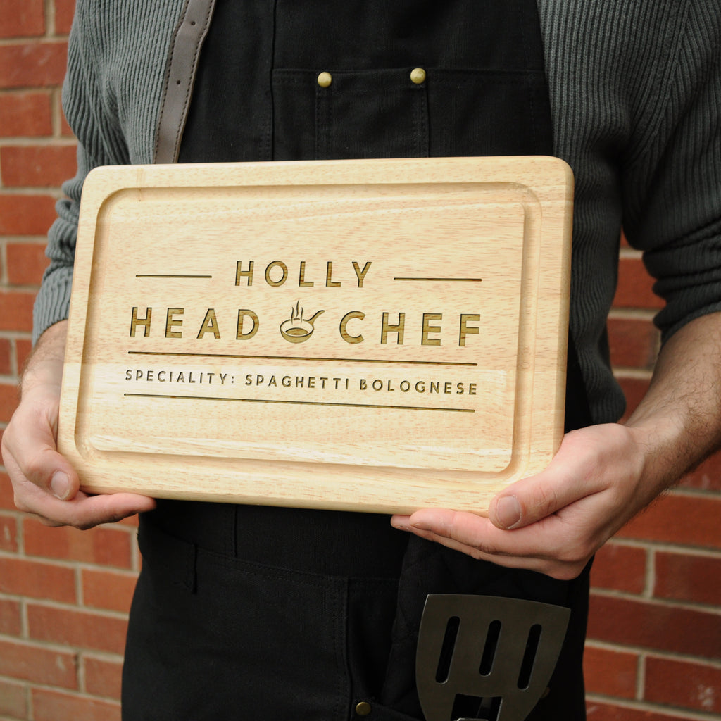 Personalised Rectangle 'Head Chef' Wooden Chopping Board