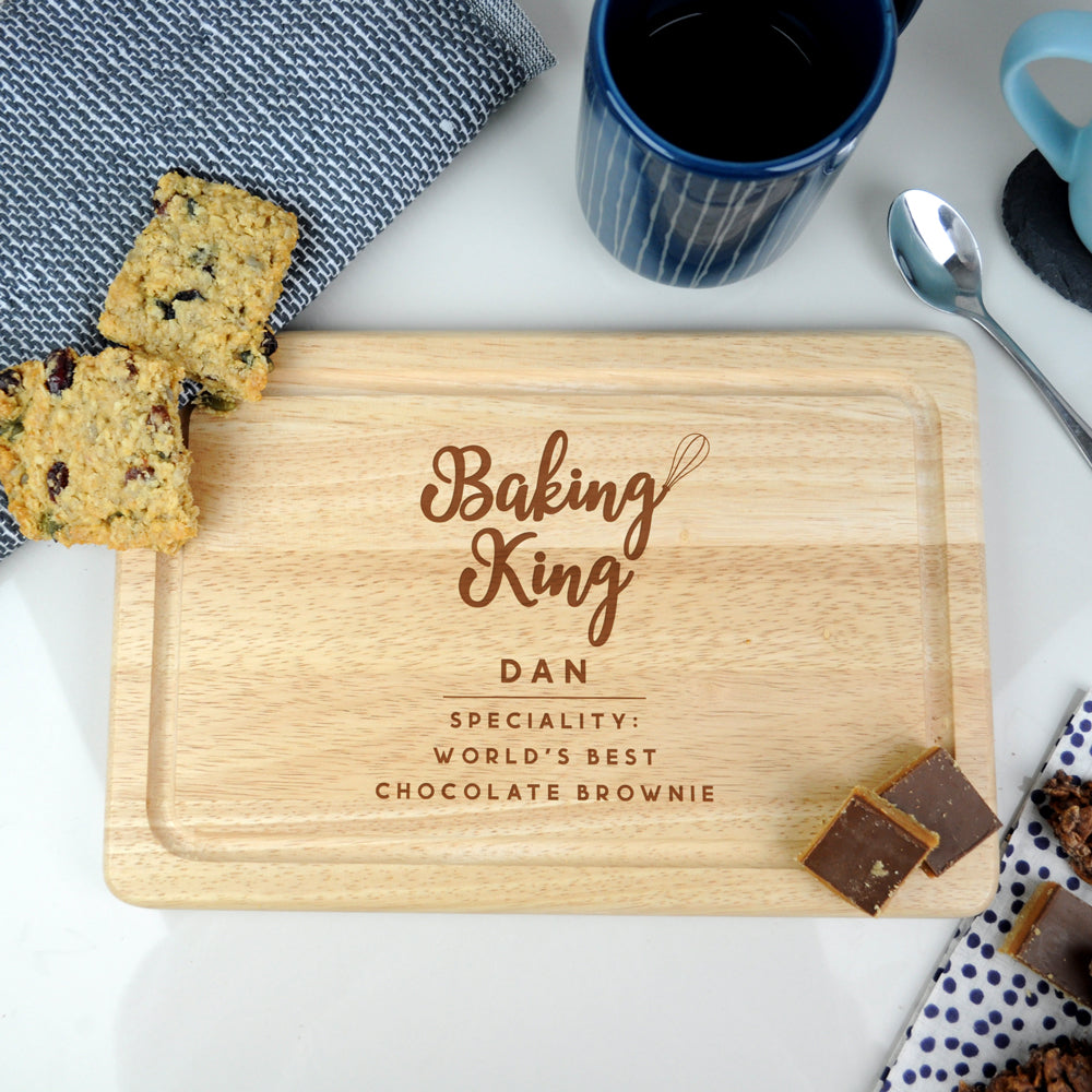 Personalised Wooden 'Baking King' Cutting Board, Baking Gift Cake Stand Gift for Him