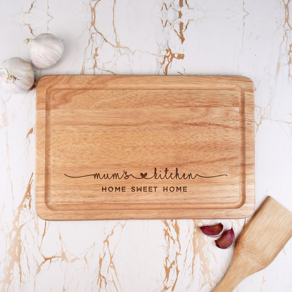 Personalised 'Mum's Kitchen' Wooden Rectangle Chopping Board