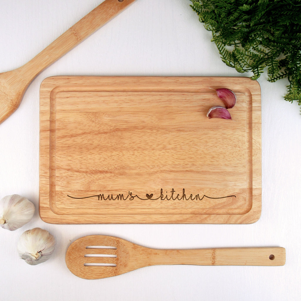 Personalised 'Mum's Kitchen' Wooden Rectangle Chopping Board