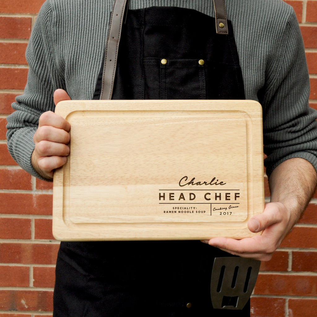 Personalised 'Head Chef' Wooden Rectangle Chopping Board