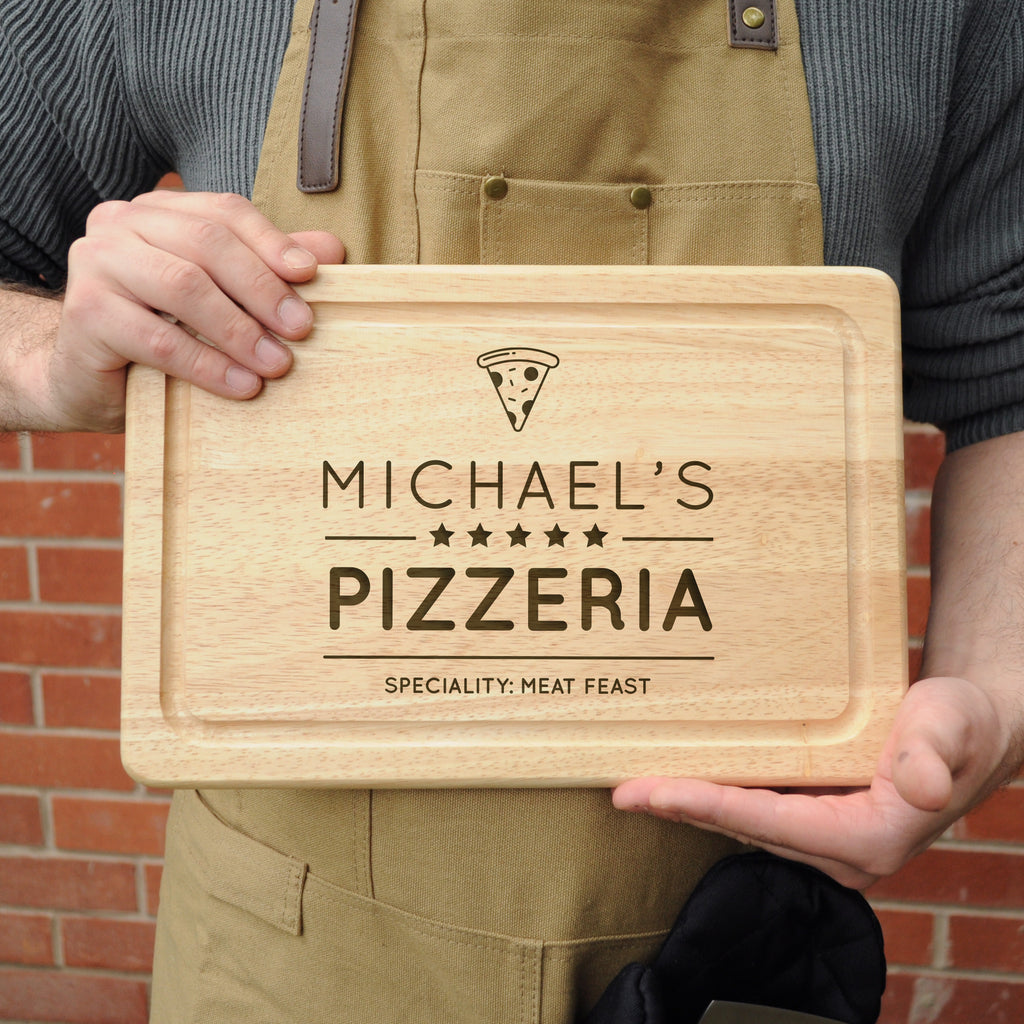 Personalised '5 Star Pizzeria' Wooden Rectangle Chopping Board
