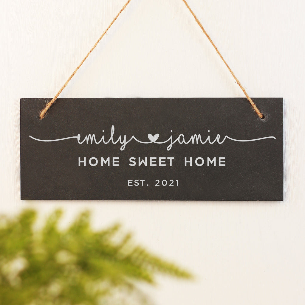 Personalised Hanging Slate New Home Plaque
