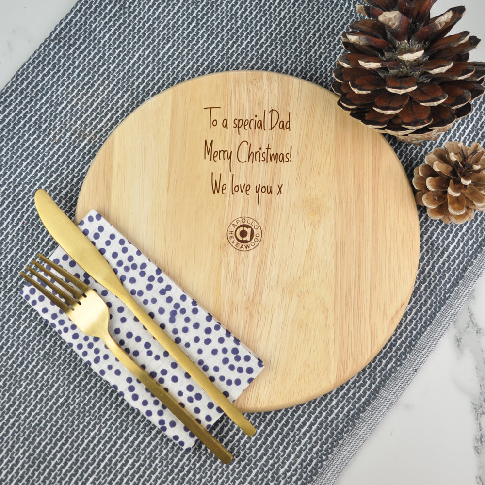 Personalised "This Dad Belongs To" Family Portrait Wooden Round Chopping Board