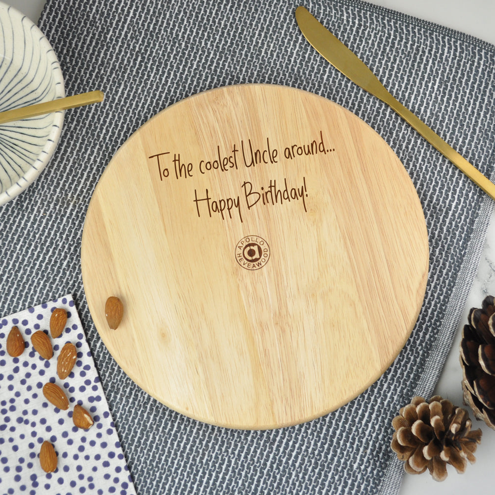 Personalised "This Uncle Belongs To" Wooden Round Chopping Board