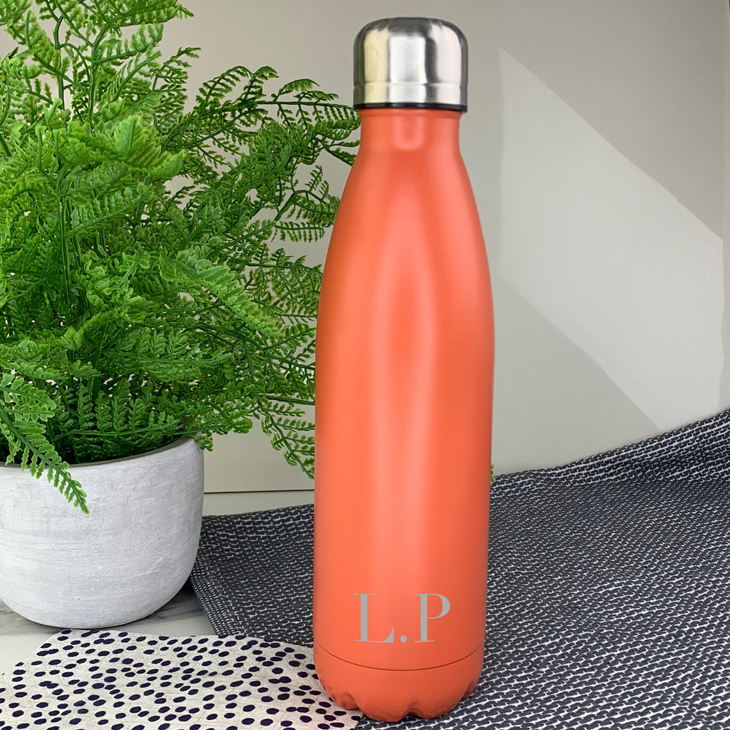Personalised Metal Water Bottle Reusable 500ml Insulated Double Walled Vacuum Flask - Custom Initials