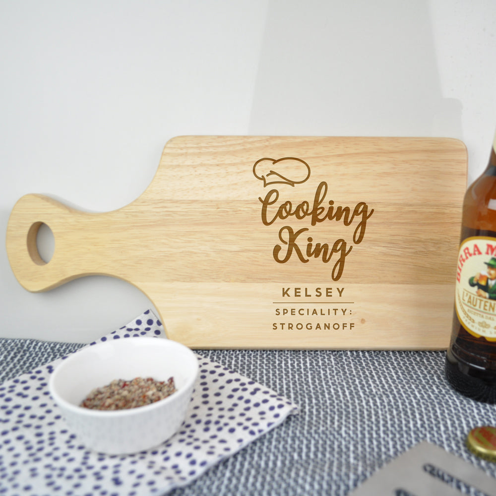 Personalised 'Cooking King' Wooden Chopping Paddle Board