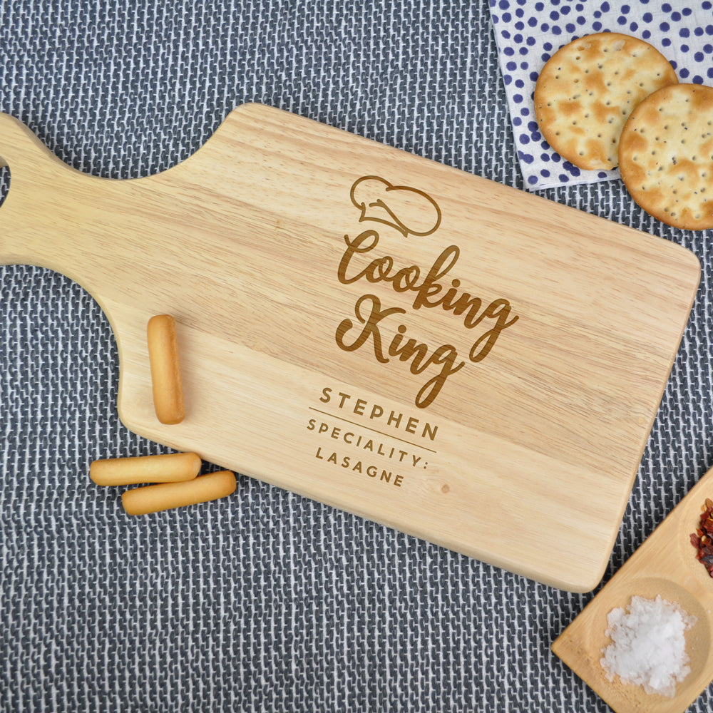 Personalised 'Cooking King' Wooden Chopping Paddle Board