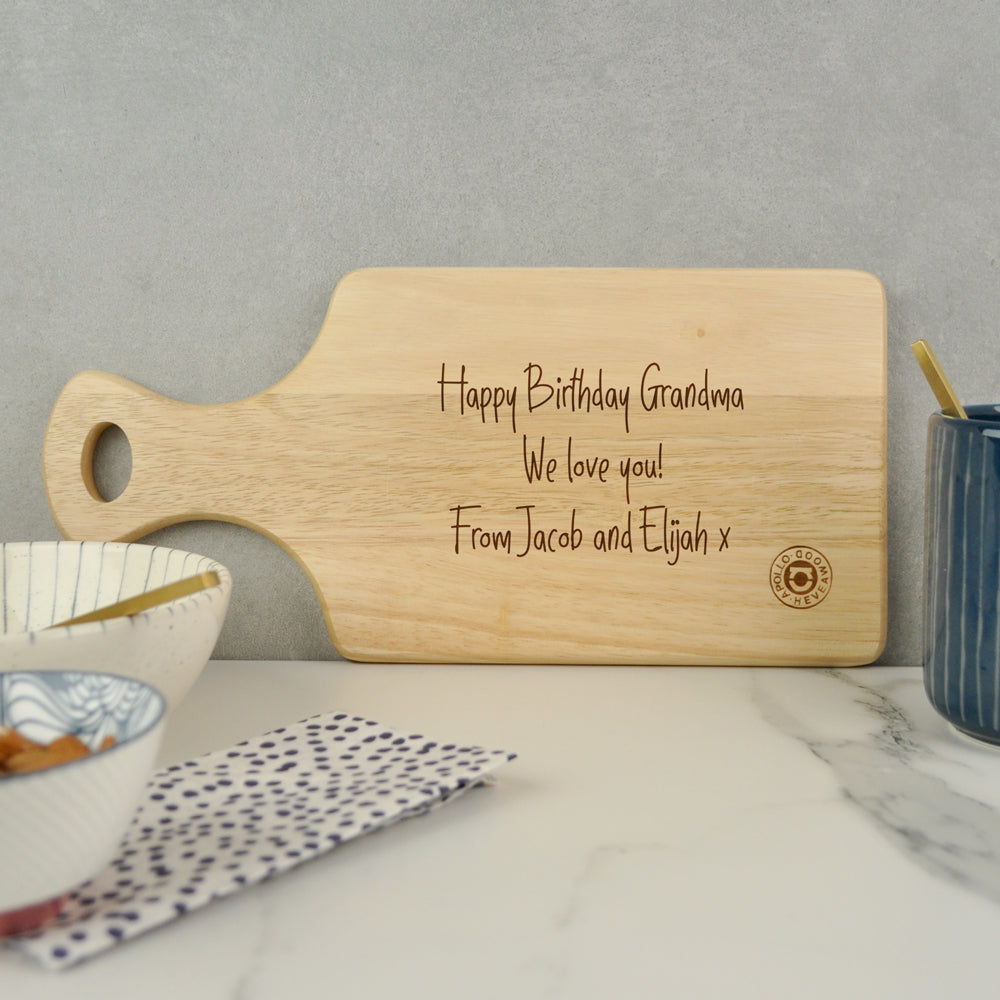 Personalised 'This Grandma Belongs To' Wooden Chopping Paddle Board