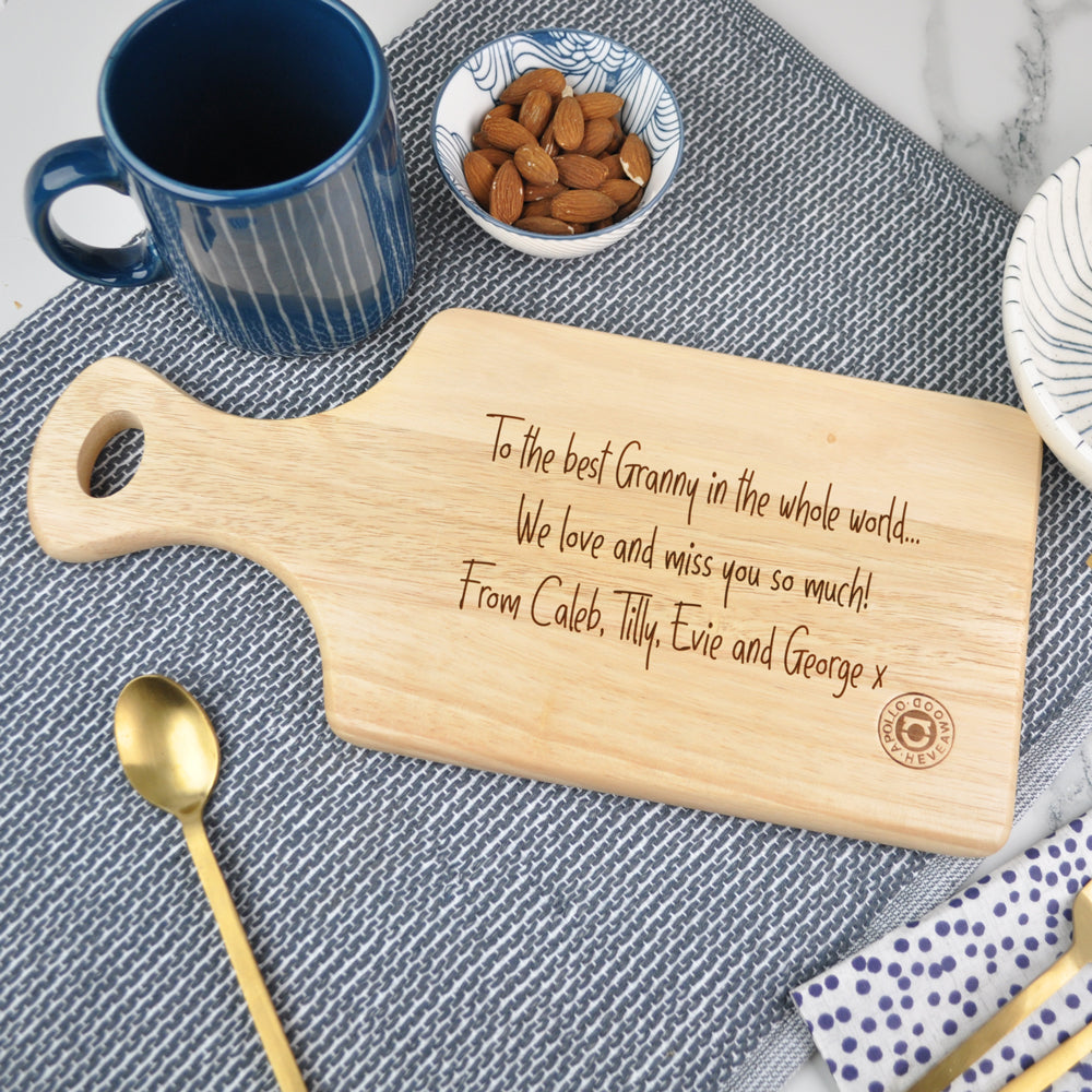 Personalised 'This Grandma Belongs To' Wooden Chopping Paddle Board