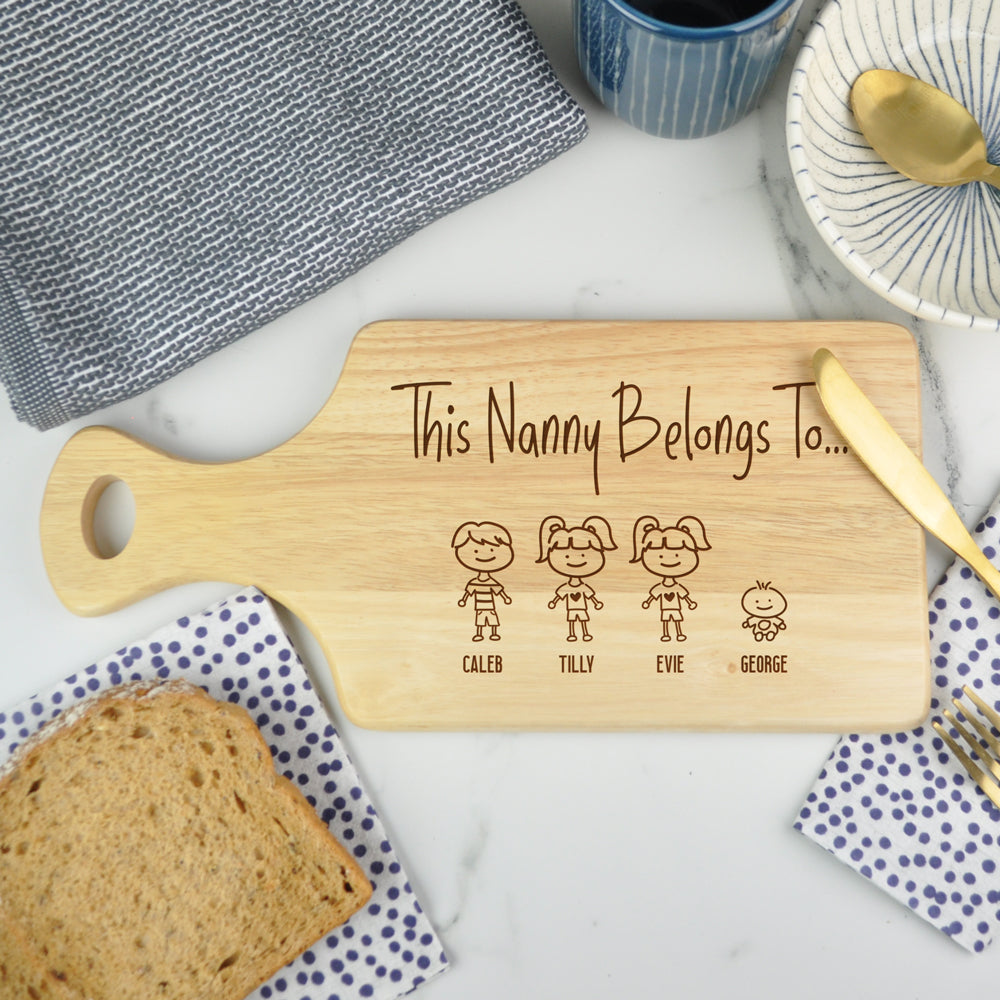 Personalised 'This Grandma Belongs To' Wooden Chopping Paddle Board