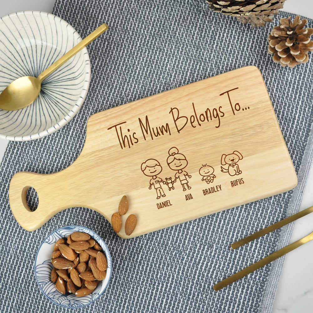 Personalised "This Mum Belongs To" Wooden Chopping Paddle Board