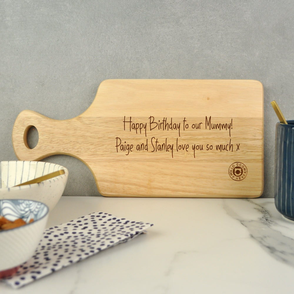 Personalised 'This Mummy Belongs To' Wooden Chopping Paddle Board