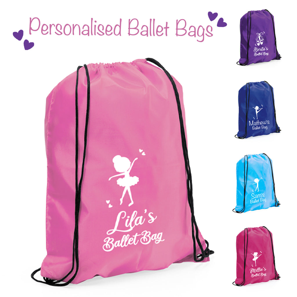 Personalised Nylon Ballet Drawstring Bag - 6 Designs too Choose From