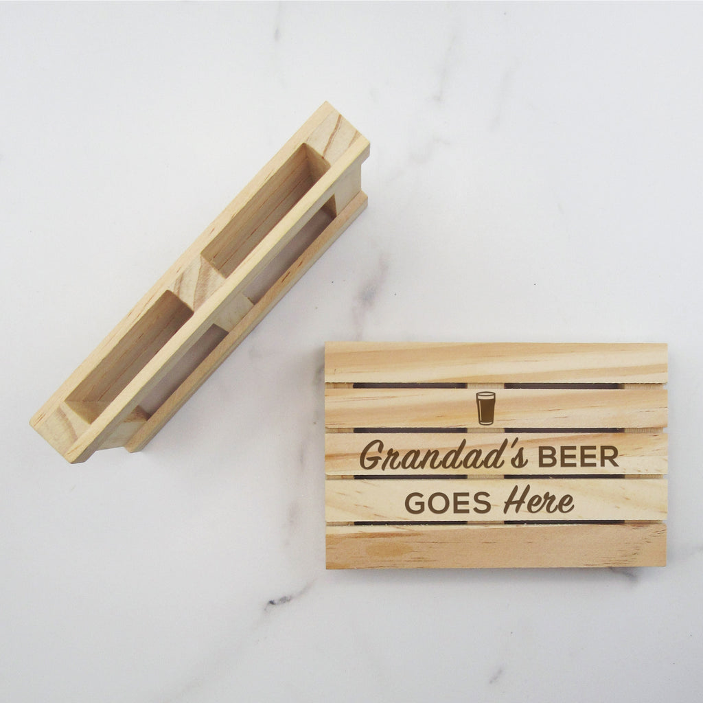 Personalised Pallet Coaster - Grandad's Beer Goes Here