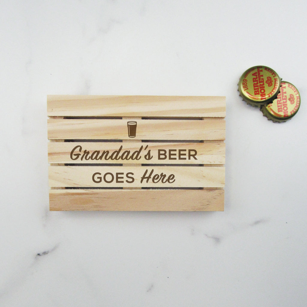Personalised Pallet Coaster - Grandad's Beer Goes Here