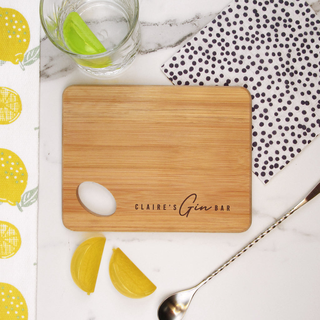 Personalised 'Gin Bar' Board - Lemon / Lime Cutting Chopping Board