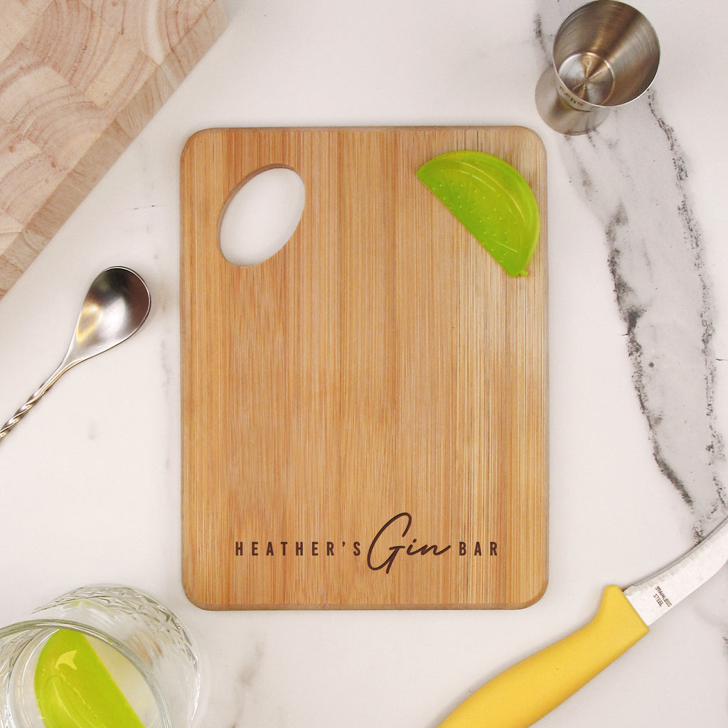 Personalised 'Gin Bar' Board - Lemon / Lime Cutting Chopping Board