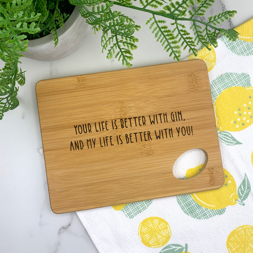 Personalised 'Mum's Gin & Tonic' Wooden Chopping Board - When Life Gives You Lemons Add Gin, Tonic and Ice