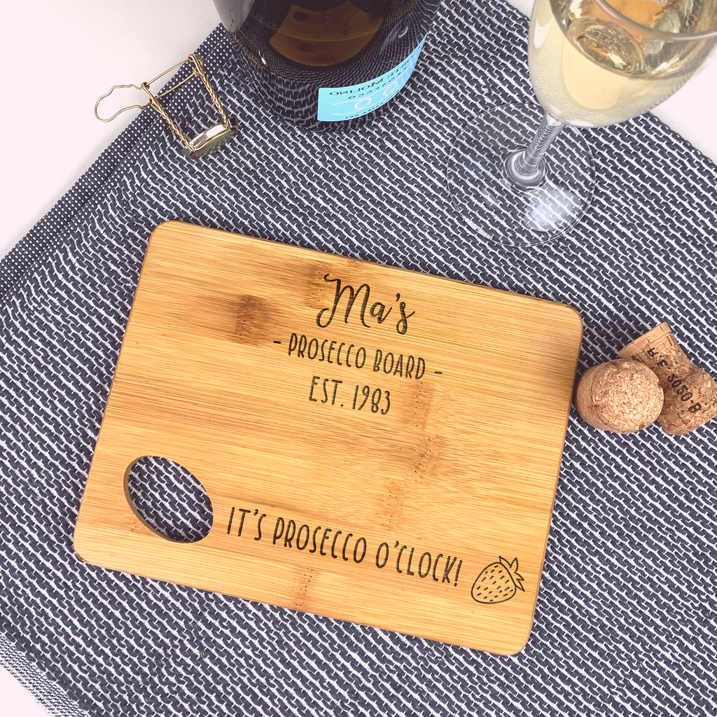Personalised Mum's Prosecco Cutting Chopping Board - Prosecco Preparation Station
