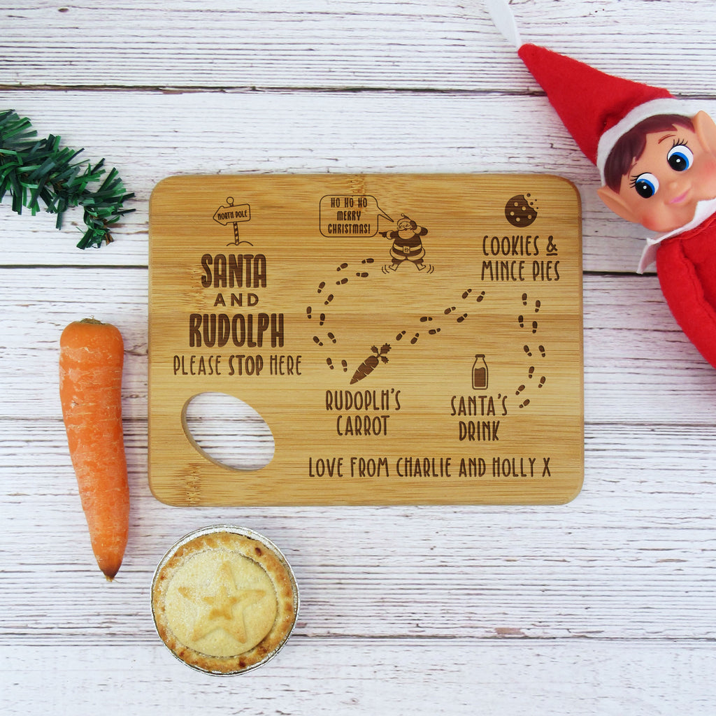 Personalised "Santa & Rudolph Refuel Here" Small Christmas Eve Board