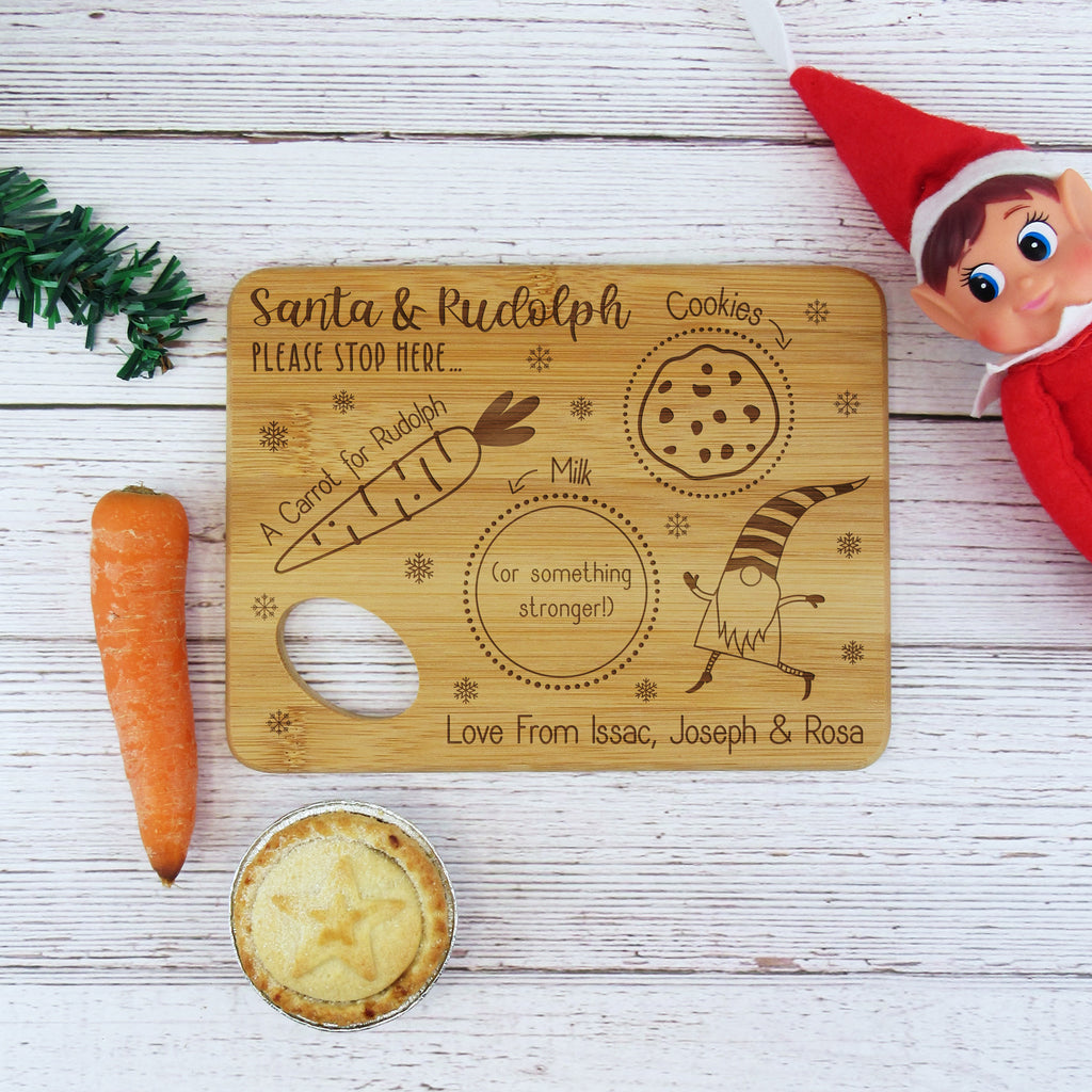 Personalised "Santa & Rudolph Please Stop Here" Small Christmas Eve Board