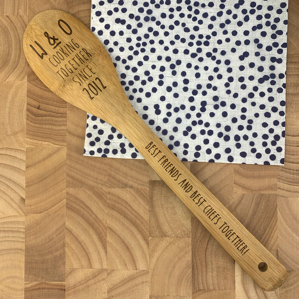 Personalised Set of 2 "Cooking Together Since" Wooden Spoons