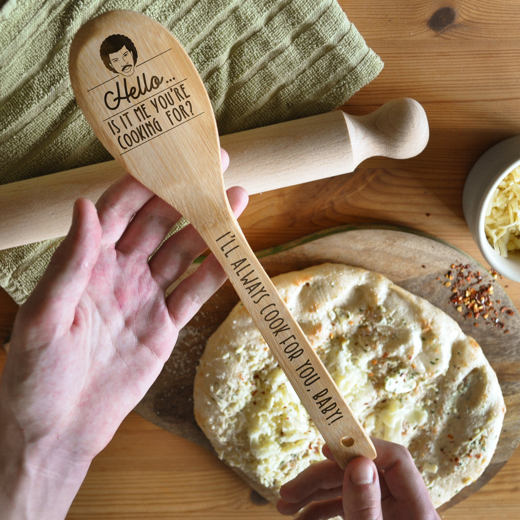 Engraved 'Hello, Is It Me You're Cooking For?' Wooden Spoon