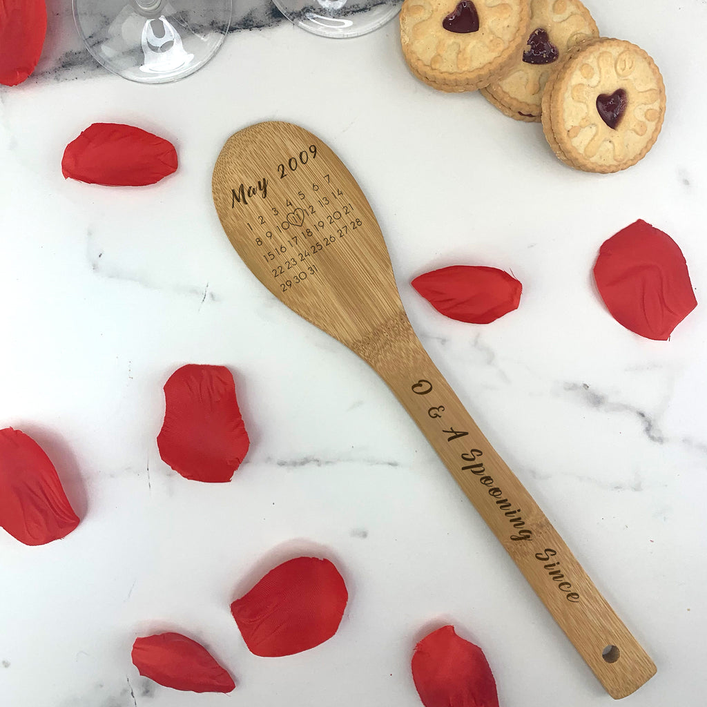 Personalised Set of 2 Wooden Calendar Date Mixing Spoon