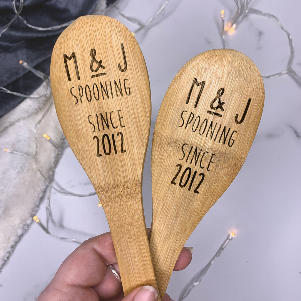 Set of 2 Personalised "Spooning Since" Wooden Spoons
