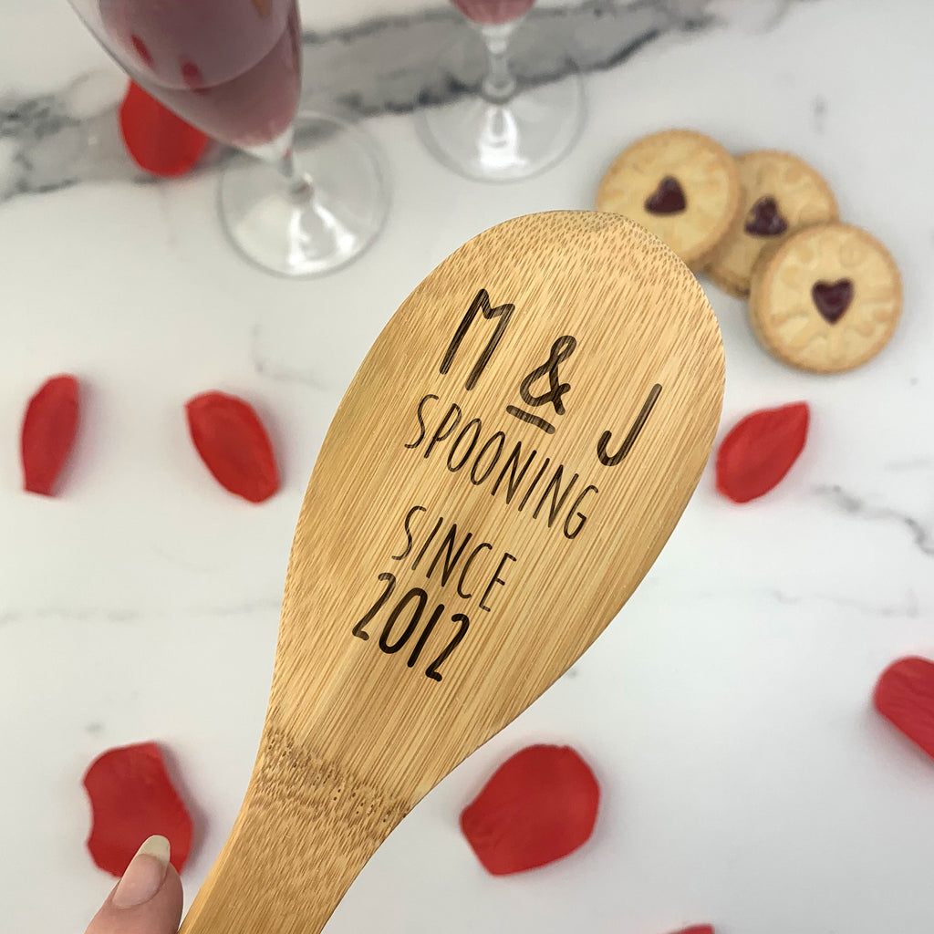 Set of 2 Personalised "Spooning Since" Wooden Spoons