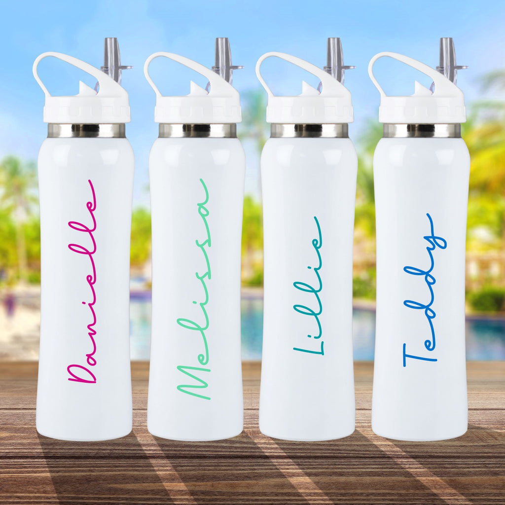 Personalised White Stainless Steel 800ml Islander Inspired Water Bottle with Flip Straw