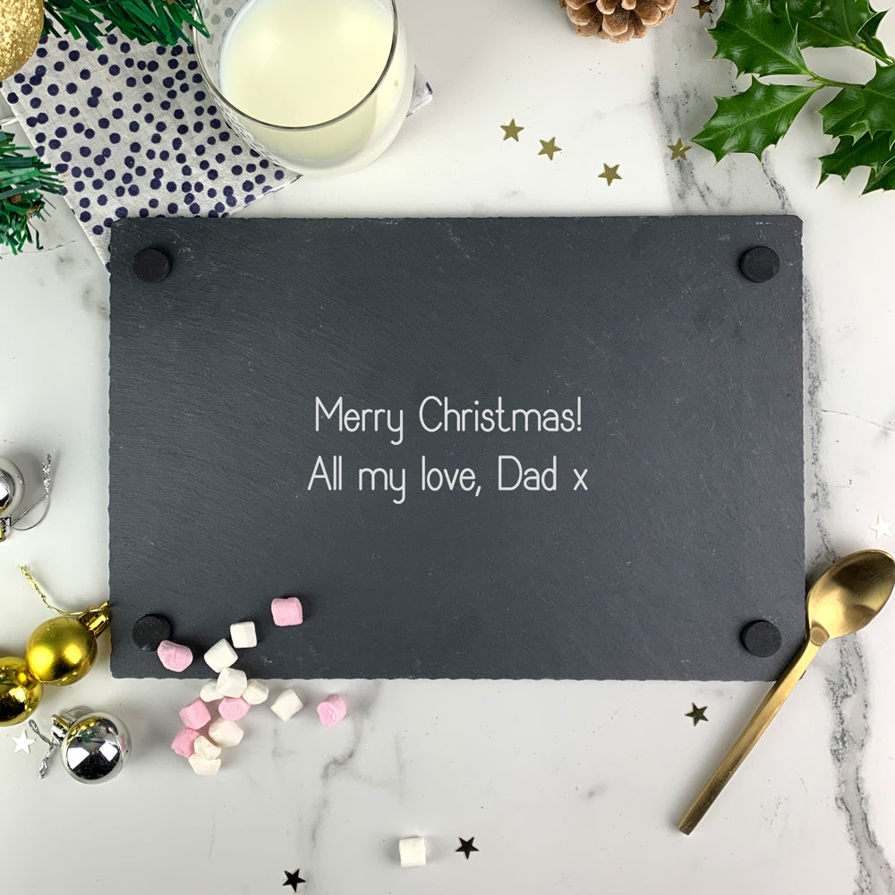 Personalised Kids Slate Cookies & Milk Tray Christmas Board