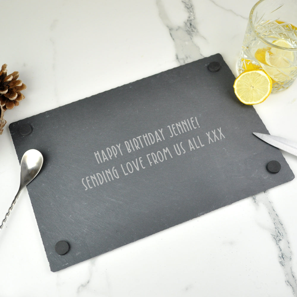 Personalised G & T Lemon / Lime Slate Rectangle Cutting Chopping Board - Gin and Tonic Gift