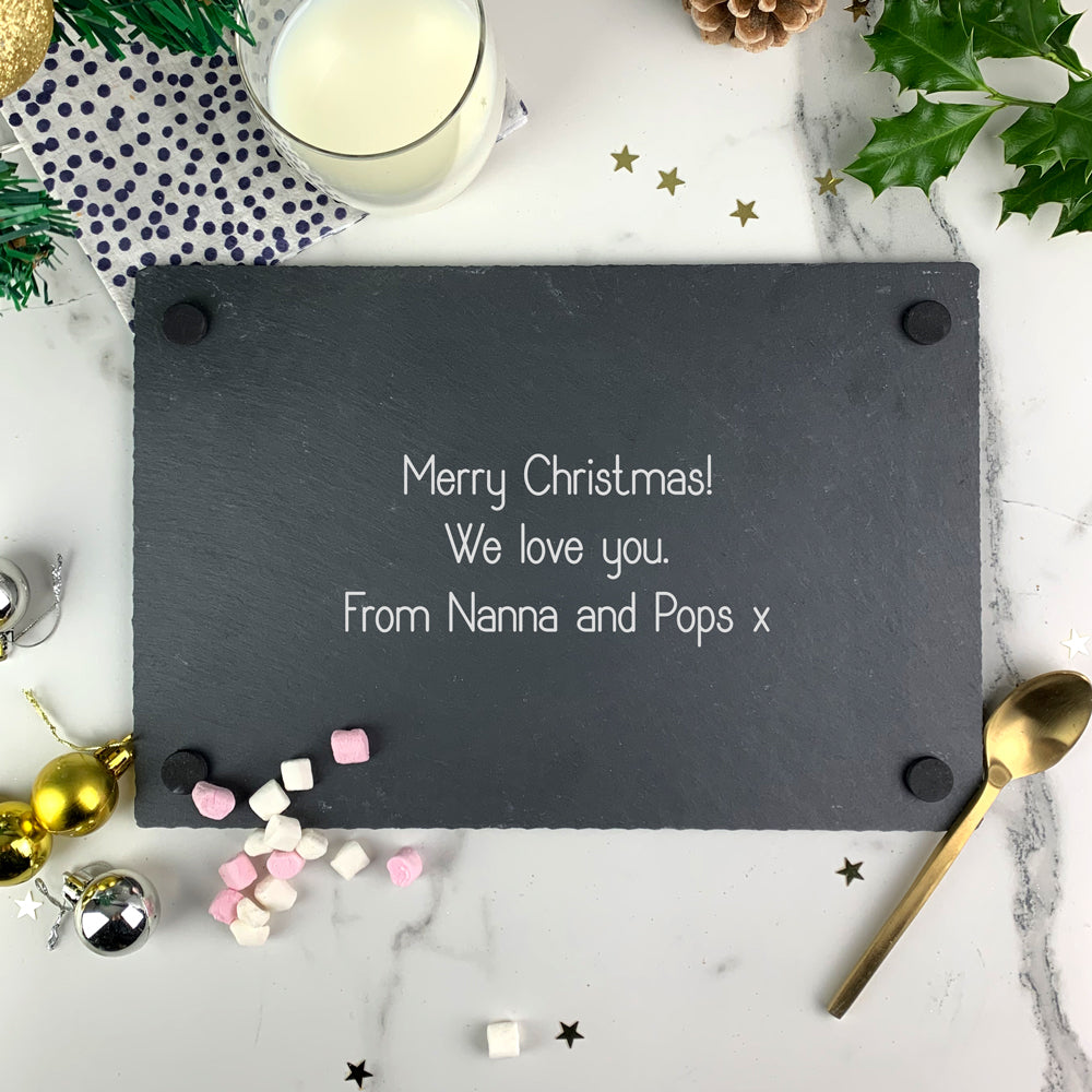 Personalised Slate Christmas Eve Plate for Santa & Rudolph