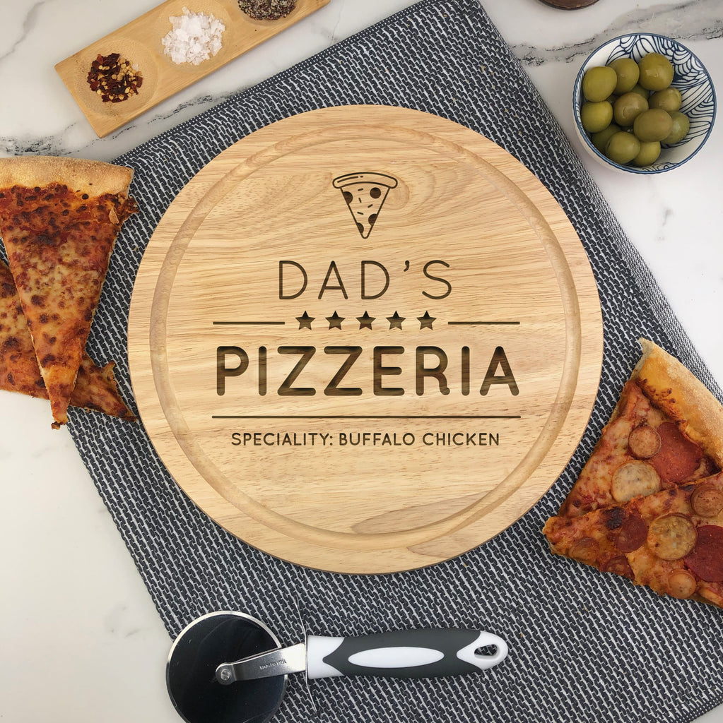 Personalised 'Dad's 5 Star Pizzeria' Wooden 30cm Chopping Board