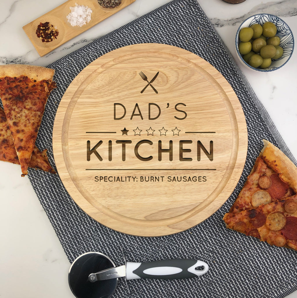 Personalised 'Dad's 1 Star Kitchen' Wooden 30cm Chopping Board
