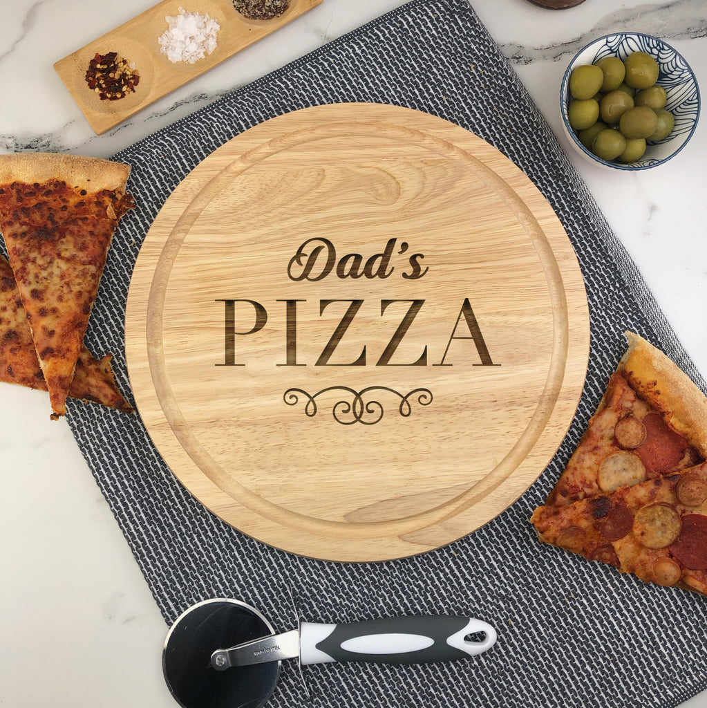 Personalised 'Dad's Pizza' Wooden 30cm Chopping Board