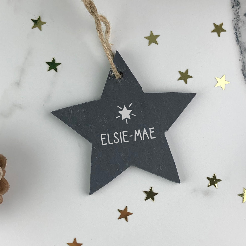 Personalised Christmas Slate Star Bauble Hanging Decoration