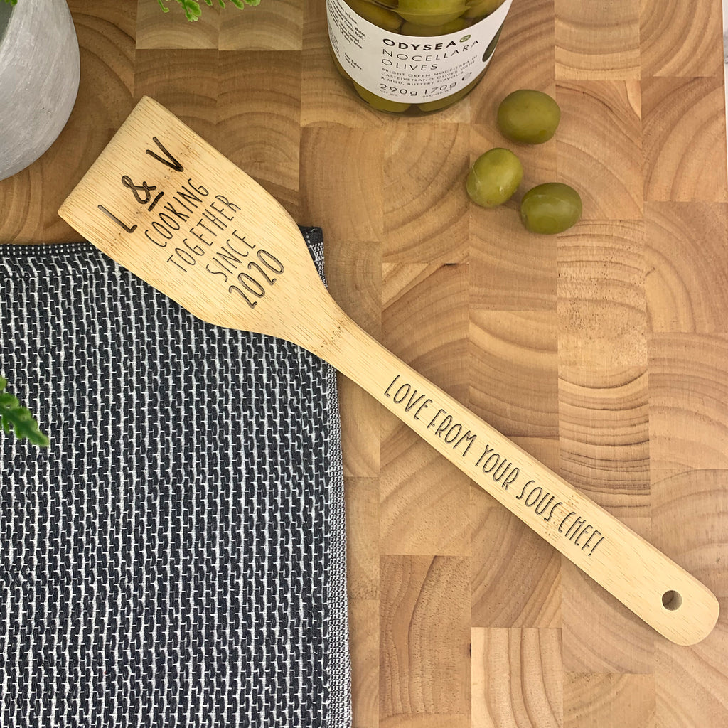 Personalised Set of 2 'Cooking Together Since' Wooden Spatulas