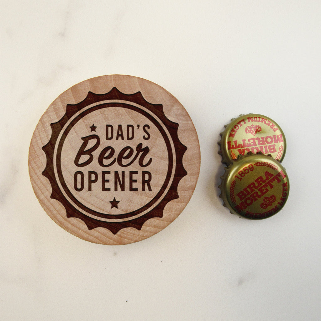 Dad's Beer Opener Wooden Magnetic Bottle Opener