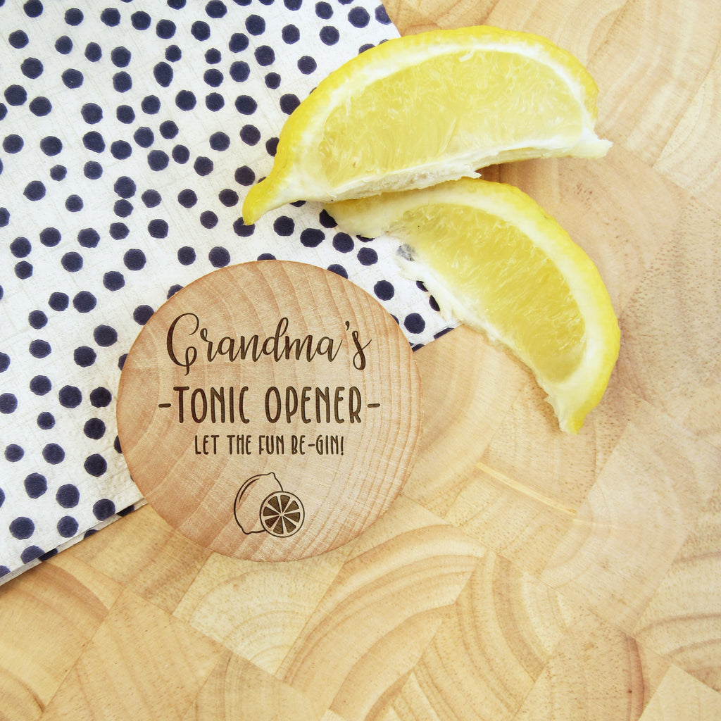 Personalised Wooden Magnetic 'Tonic' Bottle Opener - Let The Fun Be-Gin
