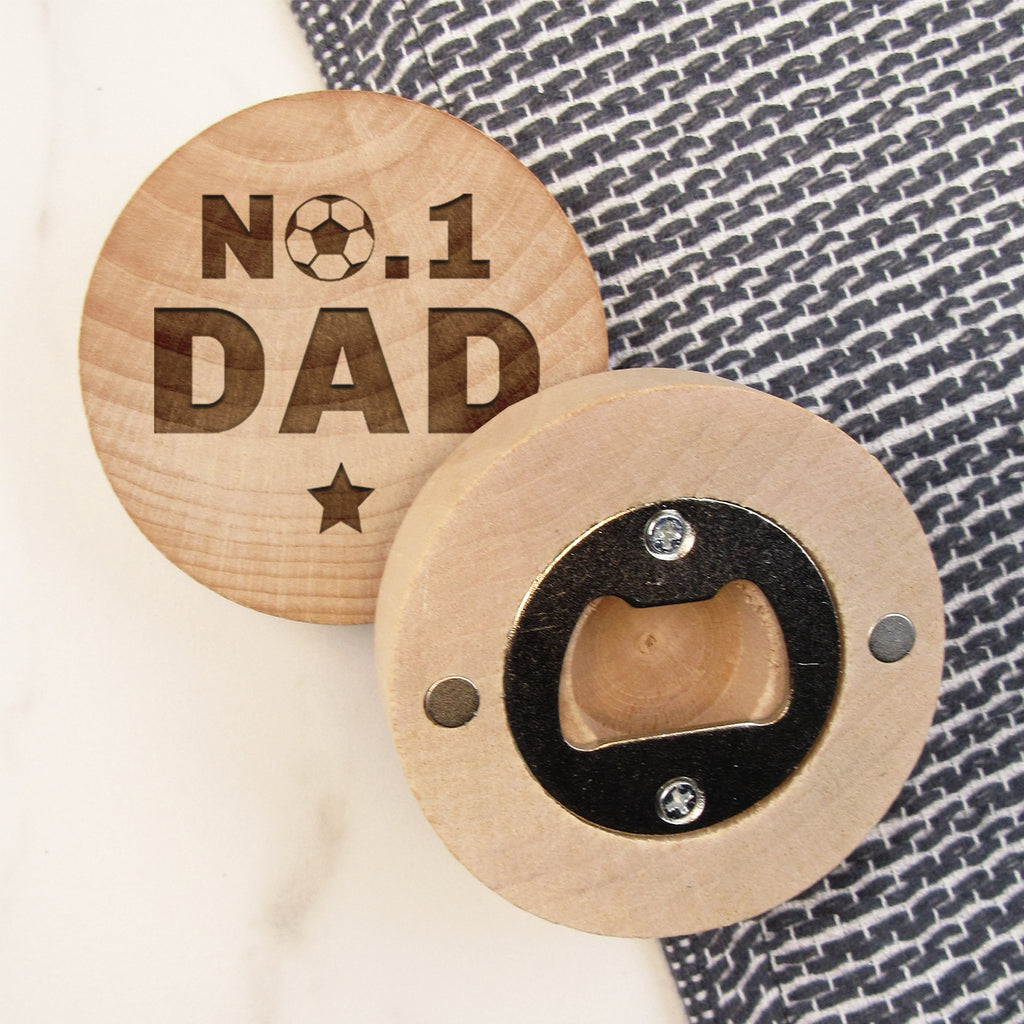 No.1 Dad Wooden Magnetic Bottle Opener