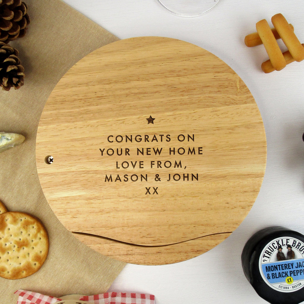 Personalised Wooden 21cm Cheese & Wine Board Set with Cheese Servers