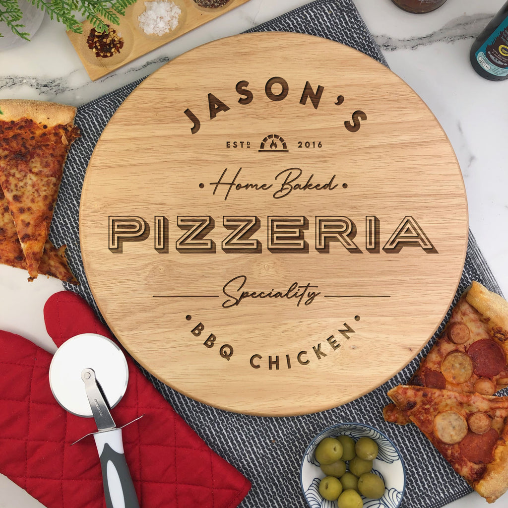 Personalised 'Home Baked Pizzeria' Wooden Rotating Lazy Susan