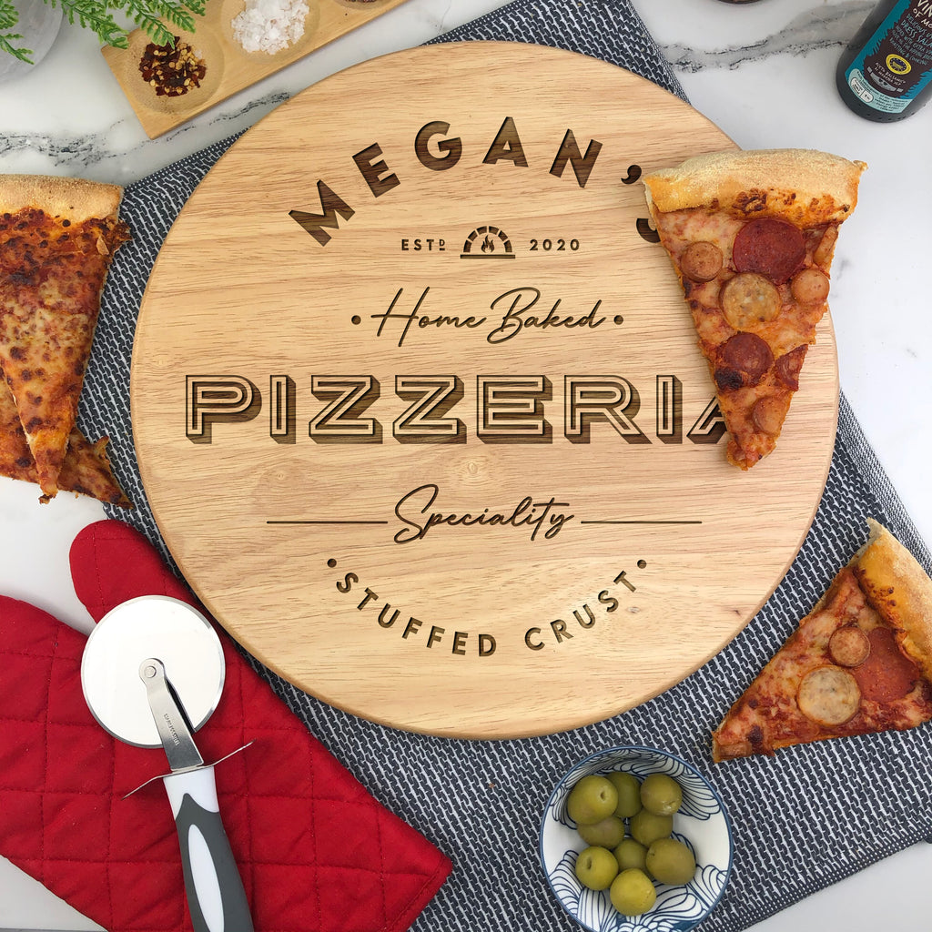 Personalised 'Home Baked Pizzeria' Wooden Rotating Lazy Susan